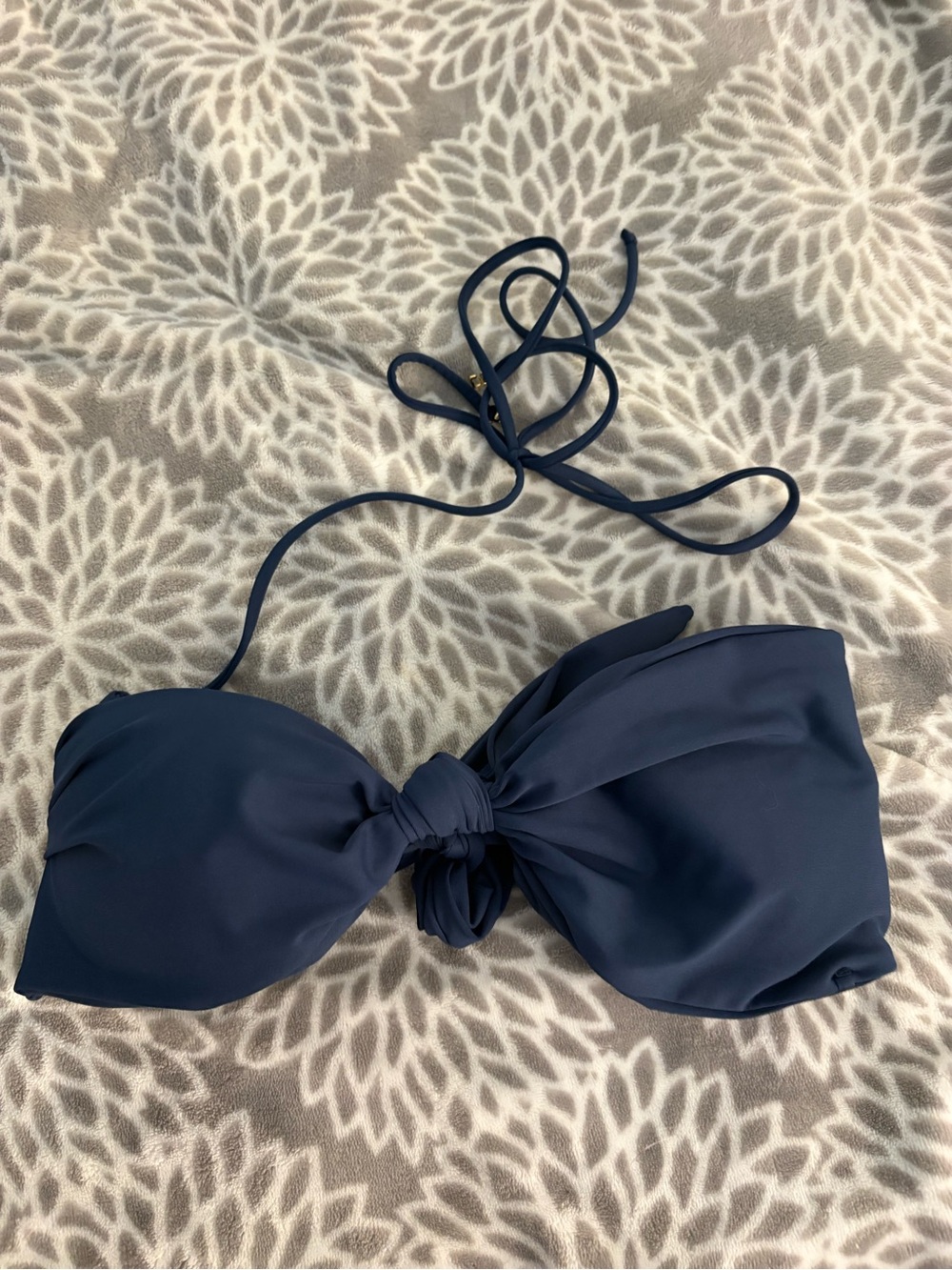 Skatie Navy Blue Knot Front Bandeau Swim Top